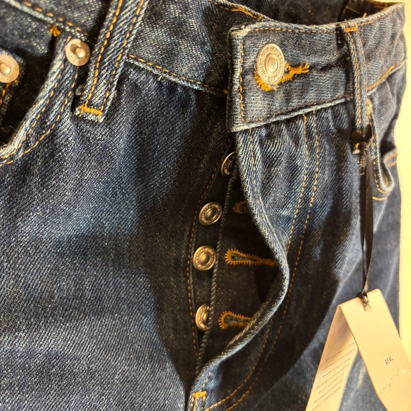 ZARA Sz 2 The High Rise Straight Samurai Selvedge Distressed Button Fly NEW - Picture 8 of 14